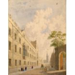 George Pyne (1800-1884) Exeter College and All Saints Church watercolour 21 x 16cm, mounted but