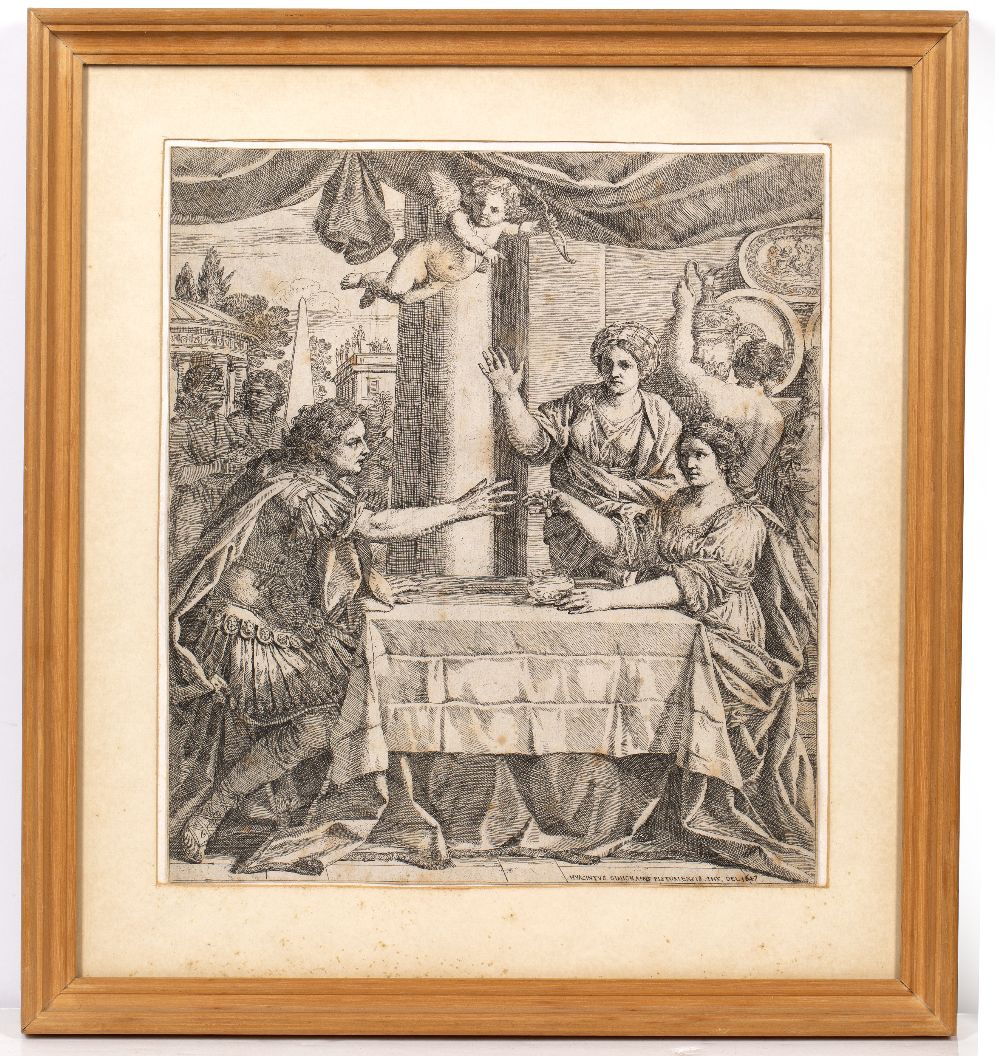 Giacinto Gimignani (1606-1681) Cleopatra showing Anthony her love etching, first state of two 28 x - Image 2 of 3