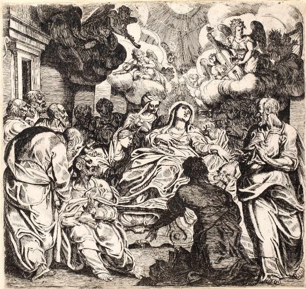 P*L* The Death of the Virgin etching 28.5cm x 30.5cm. Provenance: Christie's 30 Sept 1980 Lot 97