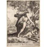 Agostino Carracci (1557-1602) Sine Cerere et Baccho Friget Venus engraving 21.5 x 15.5cm.