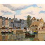 E*D*B* A tranquil harbour signed with initials oil on canvas 52 x 63cm.