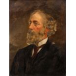 19th Century English School Bust length portrait of a gentleman, possibly Charles Dickens oil on