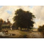 Attributed to George Vicat Cole (1833-1893) A farmyard in summertime oil on canvas 45 x 60cm.