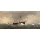 CHARLES TAYLOR (act. 1836-1871) Shipping in a swell, signed, watercolour heightened in white, 21 x