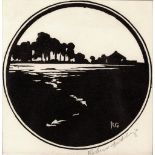 Robert Gibbings (1889-1958) ''The Little Copse'', 1918 signed in pencil wood engraving 13 x 21cm,