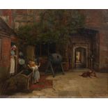 Edward Richard Taylor (1838-1911) "The Village Well", 1879 signed and dated (lower right) oil on