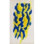 William Gear (1915-1997) Untitled, blue and yellow, 1975 signed and dated (lower right) mixed