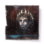 20th Century School Head study oil on slate 24 x 22cm. Provenance: From the estate of Elisabeth
