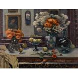 Josep Puigdegolas Barella (1906-1987) Still life - flowers and objects signed (lower right) oil on