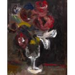 Elizabeth Hunter (b.1935) "Roses" signed (lower right) oil on board 28 x 22.5cm. Provenance: From