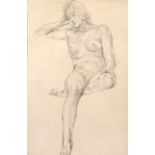 George Warner Allen (1916-1988) A seated nude pencil study 37 x 24.5cm.