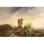JOHN HENRY MOLE (1814-1886) Hilly landscape, watercolour, 8.5 x 23.5cm, with Anthony J. Lester