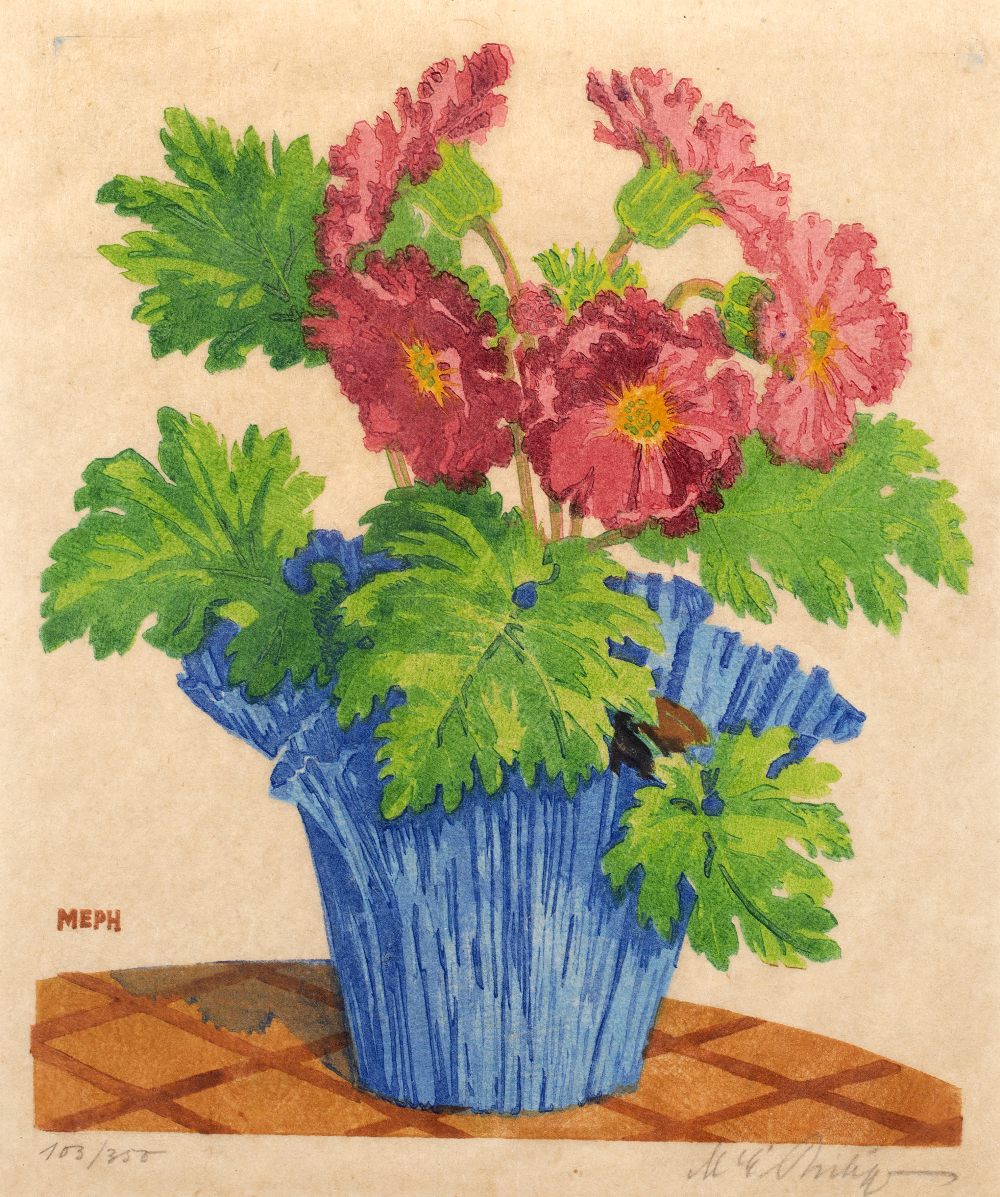 Martin Erich Philipp (1887-1978) Flowers in blue pot 105/300, signed and numbered in pencil (in - Image 2 of 6