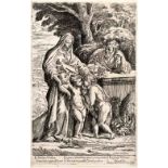 Nicolas Verdura The Holy Family and St. John etching 23 x 15cm. Provenance: Christies 3/12/96, lot