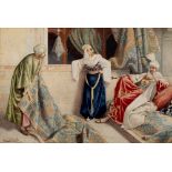 Giuseppe Diamilla "The Carpet Seller" signed and inscribed "Roma" watercolour 35 x 52cm.