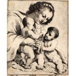Giovanni Battista Pasqualini after Guercino Virgin & child with St. John the Baptist etching 15.5