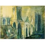 After John Piper (1903-1992) York Minster, 1968 colour print, produced after the watercolour painted