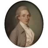 Attributed to Hugh Douglas Hamilton (1739-1808) Portrait of a gentleman wearing powdered grey wig,