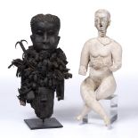 TWO CONTEMPORARY AFRICAN FIGURES, one in the style of a nkisi nkondi power figure and the other