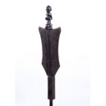 A LUBA-HEMBA SCEPTRE, Democratic Republic of the Congo, carved wood fish tail shape with etched line