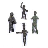 TWO 19TH CENTURY PATINATED BRONZE GRAND TOUR MINIATURE FIGURES, after classical male statues,
