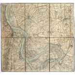 A LATE 19TH CENTURY ILLUSTRATED RHINE FOLD OUT TOURING MAP published by Frey & Co. Frankfurt and two