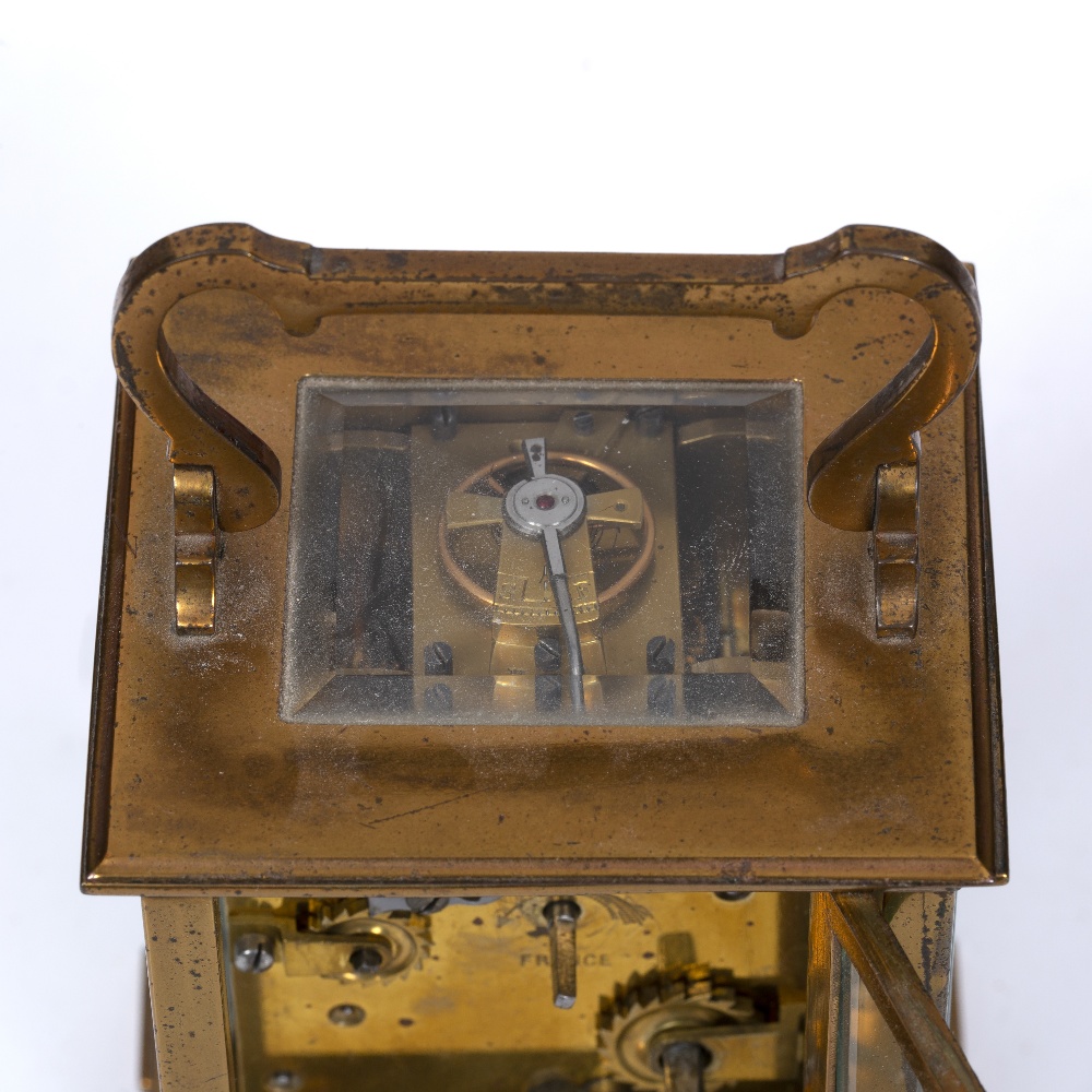 A LATE 19TH CENTURY FRENCH CARRIAGE TIMEPIECE with convex Gothic numeral dial over a subsidiary - Image 2 of 3