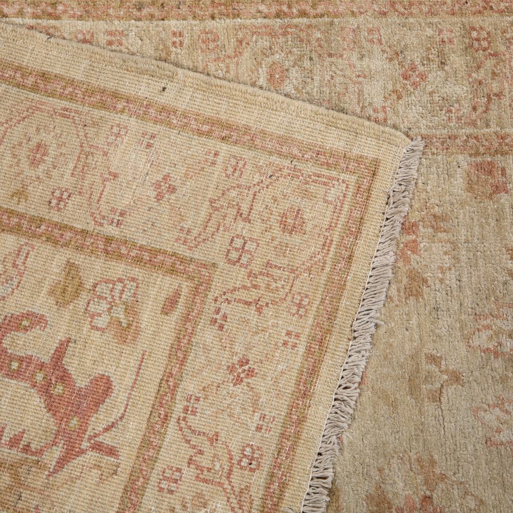 A ZIEGLER PALE GREEN GROUND RUNNER with a pastel flower ornament within a wide border, 391cm x 88cm - Image 2 of 4