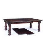 AN EARLY 20TH CENTURY MAHOGANY WIND OUT (JOSEPH FITTER) EXTENDING DINING TABLE with egg and dart