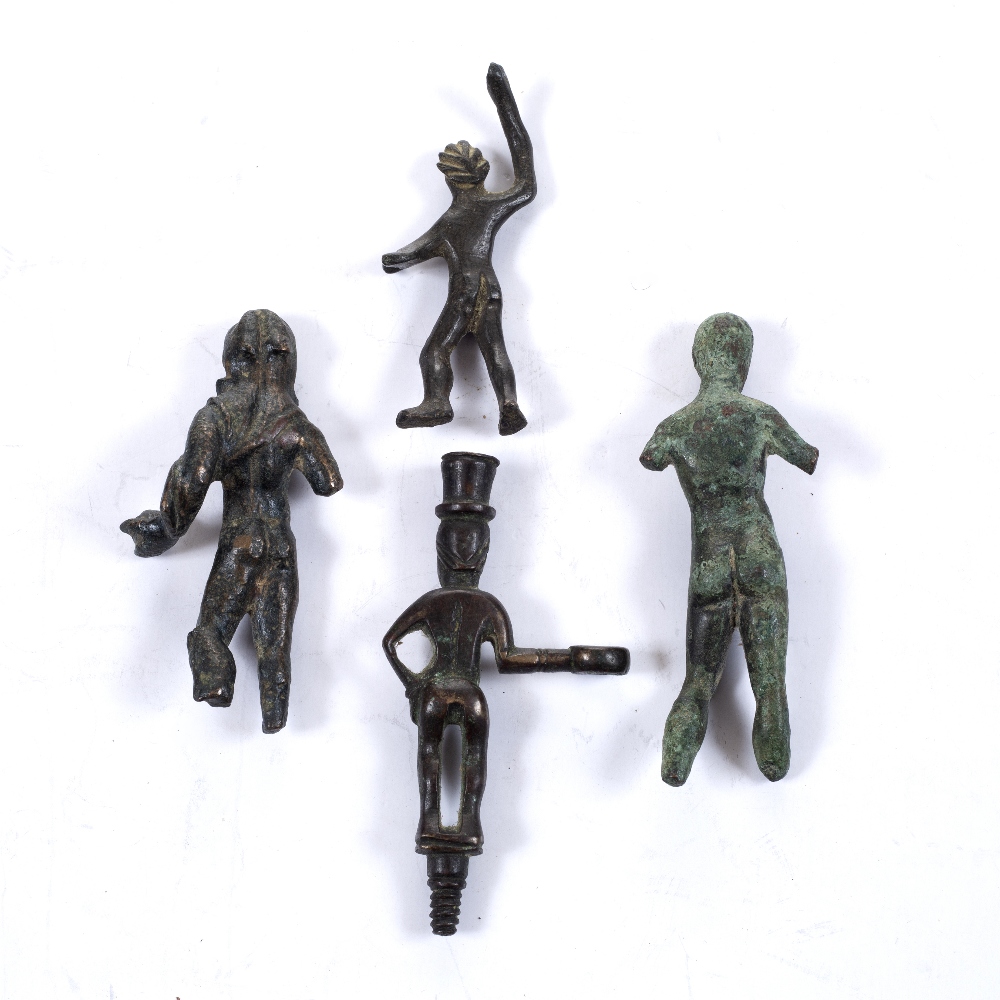 TWO 19TH CENTURY PATINATED BRONZE GRAND TOUR MINIATURE FIGURES, after classical male statues, - Image 2 of 2