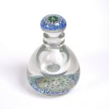 A STOURBRIDGE GLASS PAPERWEIGHT INKWELL AND STOPPER the base