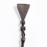 A LUBA-HEMBA STAFF, Democratic Republic of the Congo, carved wood, janiform head to an etched