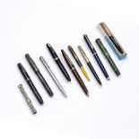 A COLLECTION OF VINTAGE FOUNTAIN PENS, to include a Conway Stewart No. 24 boxed, a Queensway "