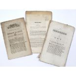 A Group of Three Early 19th century printed documents or Act inc. A Report of The Turnpike Road