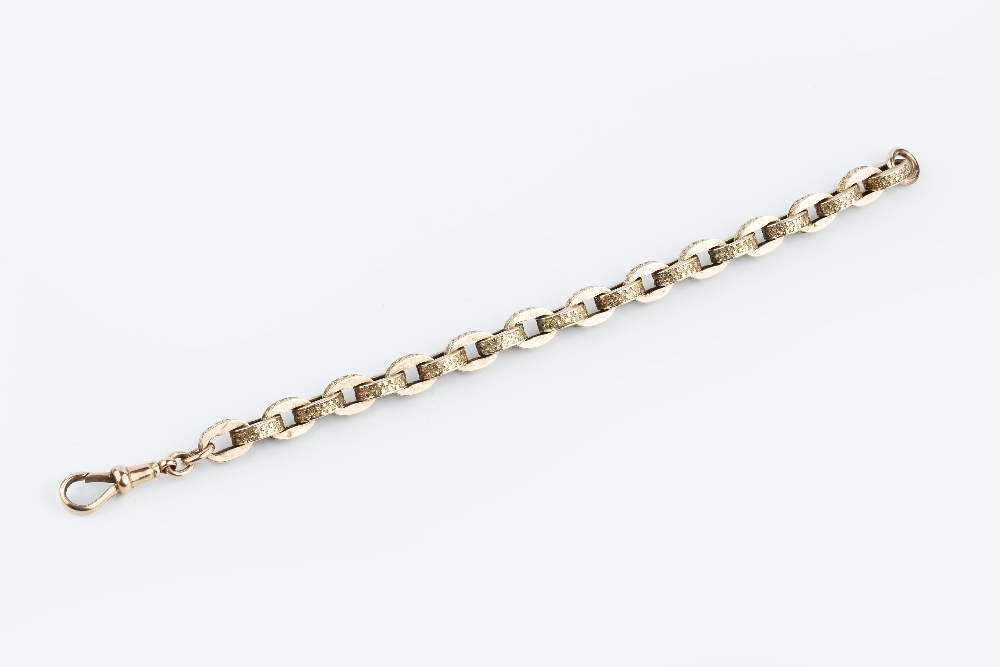 A FANCY-LINK BRACELET, comprising a series of star decorated links, with swivel clasp stamped '9 . - Image 2 of 3