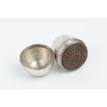 A GEORGE II SILVER NUTMEG GRATER, in the form of an egg, maker's mark only for David Field, circa