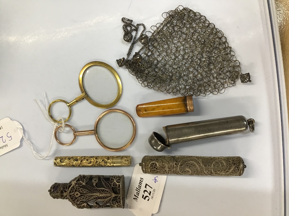 A 19TH CENTURY FRENCH SILVER GILT SEWING SET, comprising scissors, owl and needle case (lacking - Image 2 of 4