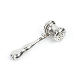 AN EDWARDIAN SILVER NOVELTY BABY'S RATTLE, in the form of a gavel, by Crisford & Norris Ltd,