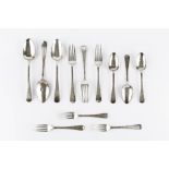 A MATCHED PART SERVICE OF VICTORIAN SILVER BRIGHT CUT FLATWARE, comprising three each of