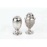 A GEORGE III SILVER PEPPER, of oval form, on reeded pedestal foot, by Thomas Robins, London 1803,