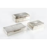 A SILVER RECTANGULAR CIGARETTE BOX, with engine turned decoration, by William Adams Ltd,
