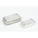 A GEORGE III SILVER SNUFF BOX/VESTA, of slightly curved form, with striker to the end, by John Shaw,