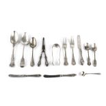 A SMALL COLLECTION OF 19TH CENTURY SILVER FLATWARE, to include a Kings pattern tablespoon, other