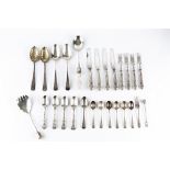 A QUANTITY OF SILVER FLATWARE, to include a pair of George III Old English pattern tablespoons by