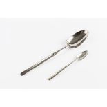 A GEORGE II SILVER MARROW SCOOP/SPOON, the bowl with shell back, by Edward Bennett I, London 1748,