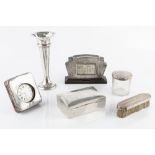 A COLLECTION OF SILVER, comprising an Art Deco perpetual desk calendar, by W.J. Myatt & Co.