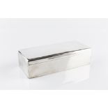 A LATE VICTORIAN SILVER RECTANGULAR CIGARETTE BOX, by George Wilkinson, London 1889, 20.5cm