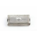 A GEORGE III SILVER SNUFF BOX, of oval section, with textured decoration by John Reily, London 1806,