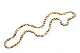 A LATE VICTORIAN/EDWARDIAN HALF PEARL LINE NECKLACE, with box-shaped clasp, (pearls untested for