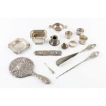 A COLLECTION OF SILVER, comprising a sugar basin, of rectangular chamfered form, by A.E. Poston &